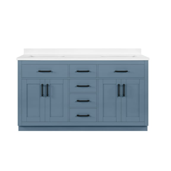 Ove Decors Bailey 60 W x 22" D Freestanding Bathroom Vanity with Double Sink, Blue Lagoon