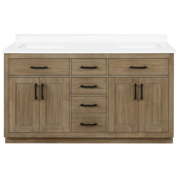 Ove Decors Bailey 60 W x 22" D Freestanding Bathroom Vanity with Double Sink, Driftwood Oak