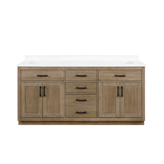 Ove Decors Bailey 72 W x 22" D Freestanding Bathroom Vanity with Double Sink, Driftwood Oak