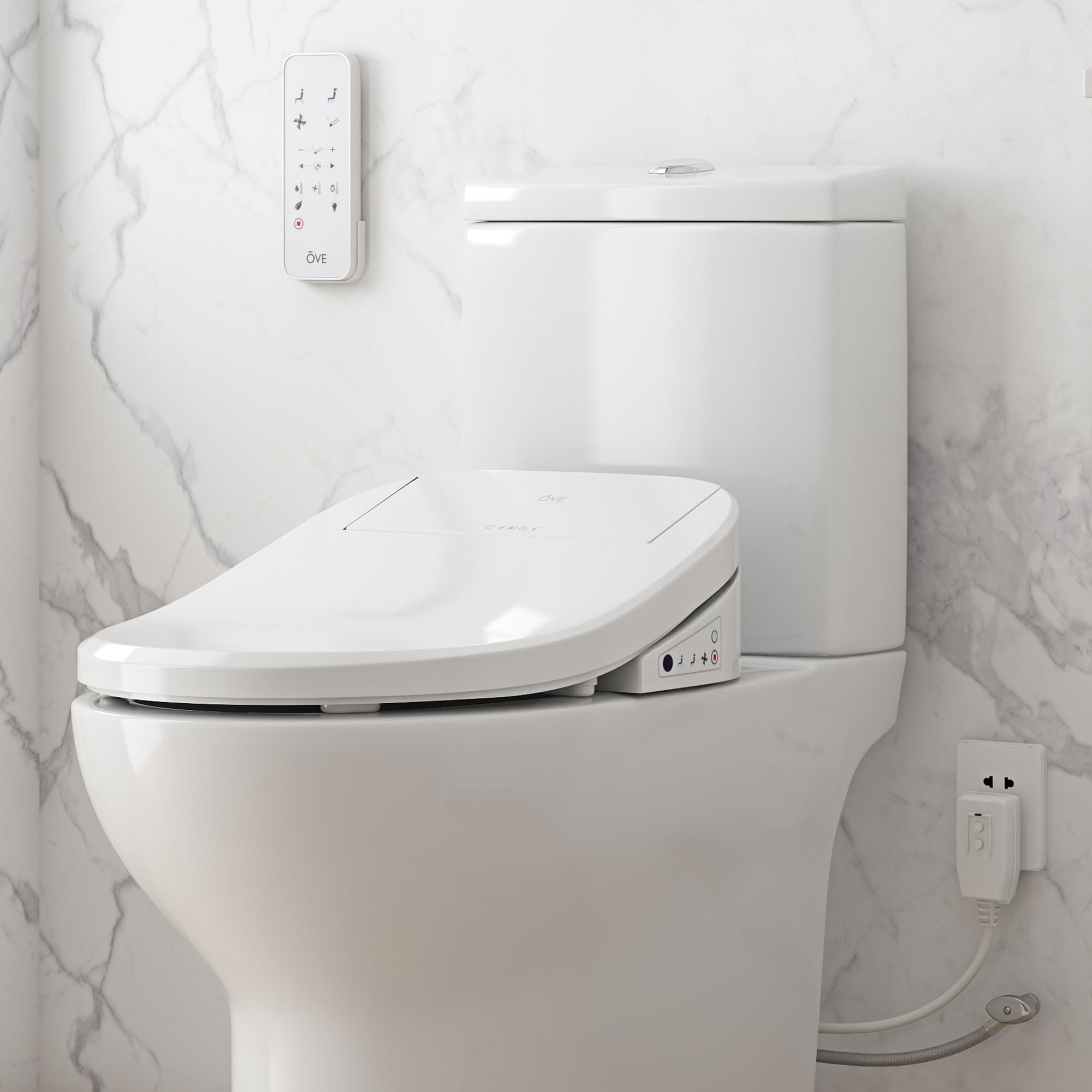 Calero White Electric Bidet Elongated Toilet Seat