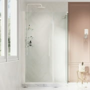 Ove Decors Pasadena 40-1/2in W x 72in H Rectangular Corner Shower Enclosure w/Pivot Frameless Shower Door in Satin Nickel w/Shelves