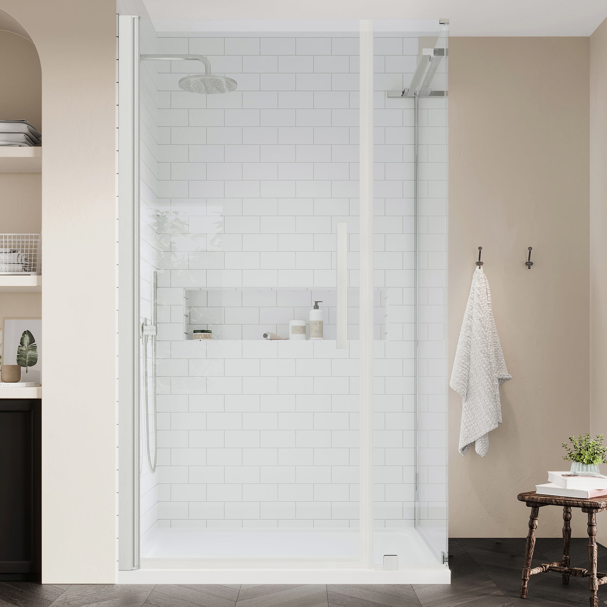 Endless Satin Nickel 40'' x 72'' Frameless Rectangle Shower Kit
