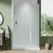 Ove Decors Pasadena 42-1/2 in. W x 72 in. H Frameless Corner Pivot Shower Enclosure w/ Shower Door in Chrome w/ Shelves