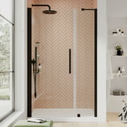 Ove Decors Pasadena 48 in. L x 32 in. W x 72 in. H Alcove Shower Kit w/Pivot Frameless Shower Door in ORB w/ Shelves and Shower Pan