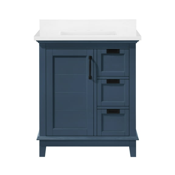 Ove Decors Pembroke 30 in W x 22 in D Greyish Blue Single Sink Bathroom Vanity with Engineered Marble Countertop