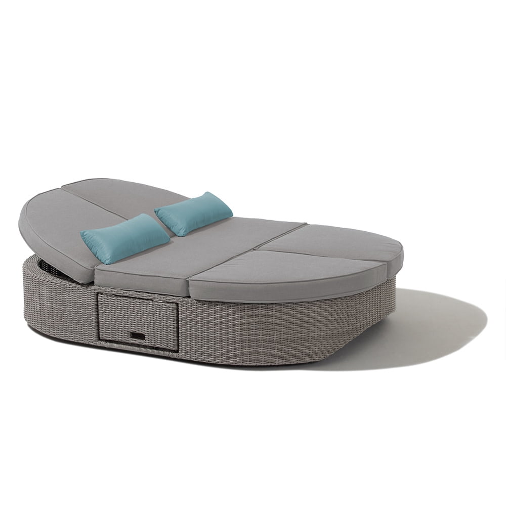 Sandra 75" Gray Aluminum Wicker Outdoor Daybed