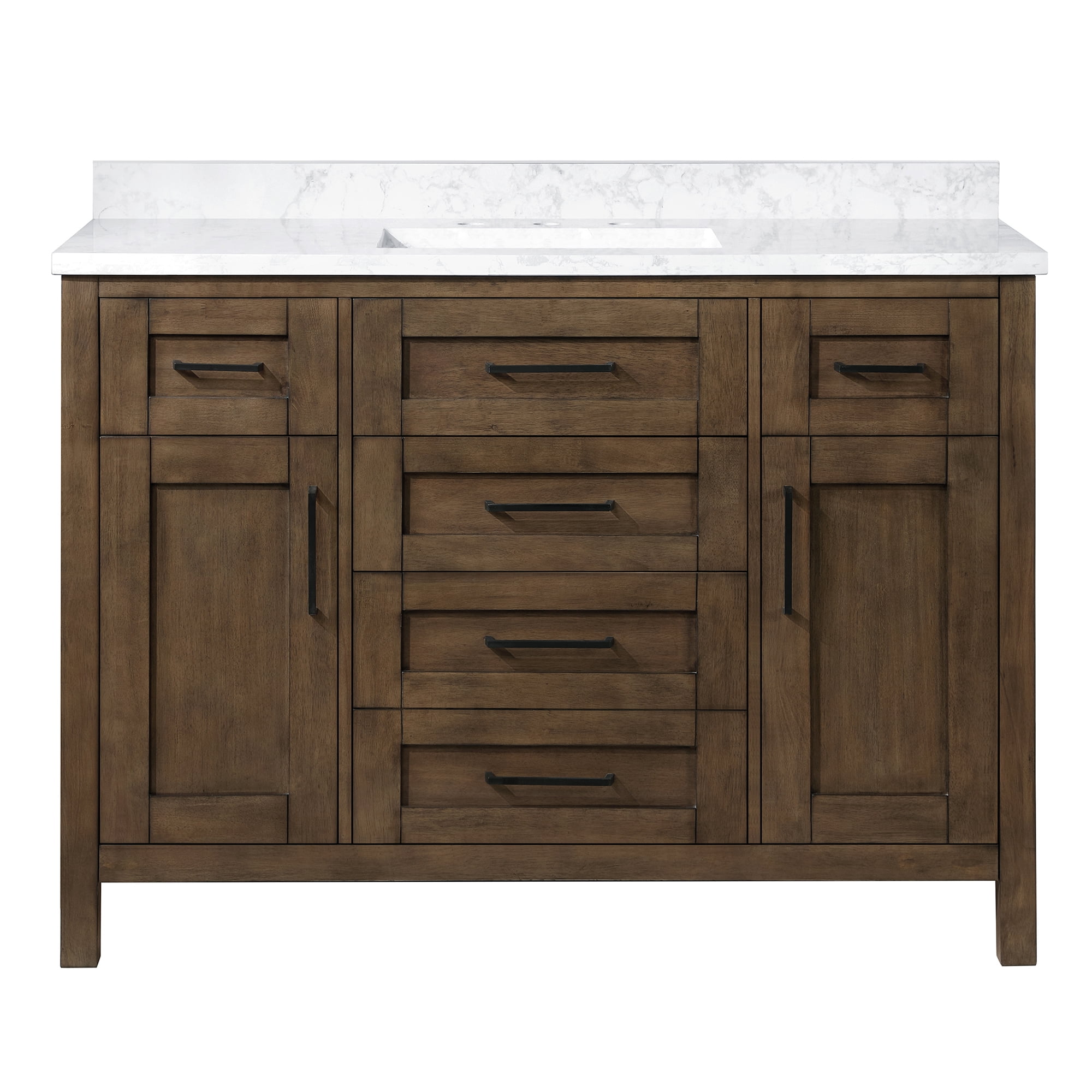Almond Latte 48" Single Sink Bathroom Vanity with White Marble Top