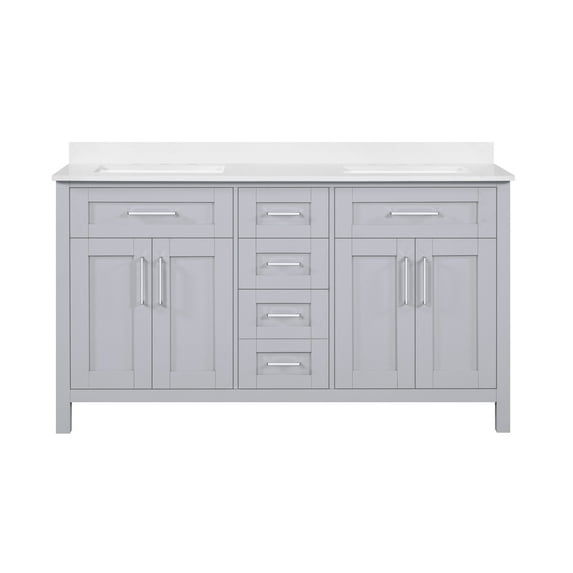 Ove Decors Tahoe 60 W x 21" D Freestanding Bathroom Vanity with Double Sink, Dove Gray