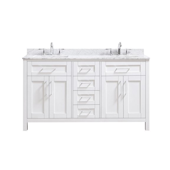 Ove Decors Tahoe 60 W x 21" D Freestanding Bathroom Vanity with Double Sink, Pure White