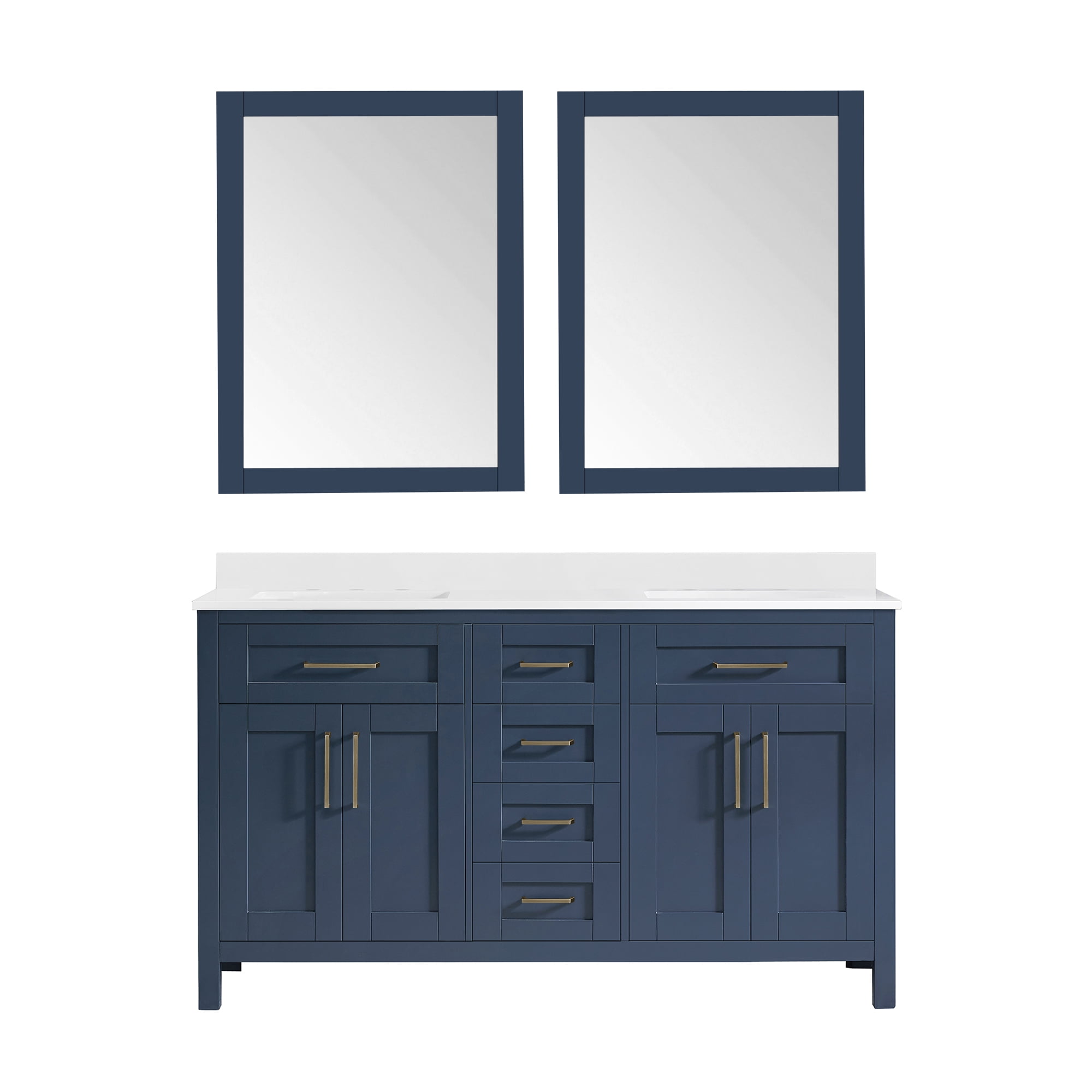 Ove Decors Tahoe 60 in W x 21 in D Midnight Blue Bathroom Vanity with