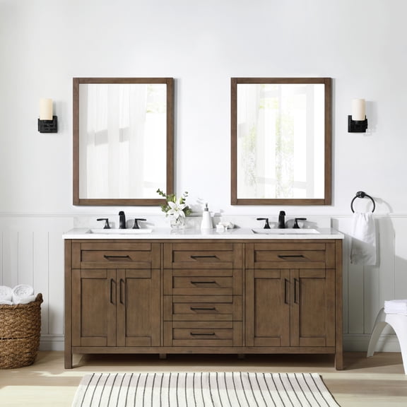 Ove Decors Tahoe 72 W x 21" D Freestanding Bathroom Vanity with Double Sink, Almond Latte