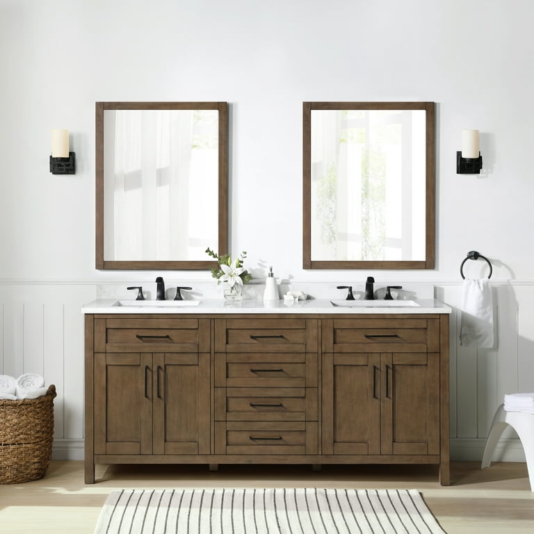 Ove Decors Tahoe 72 W x 21 D Freestanding Bathroom Vanity with Double  Sink, Almond Latte