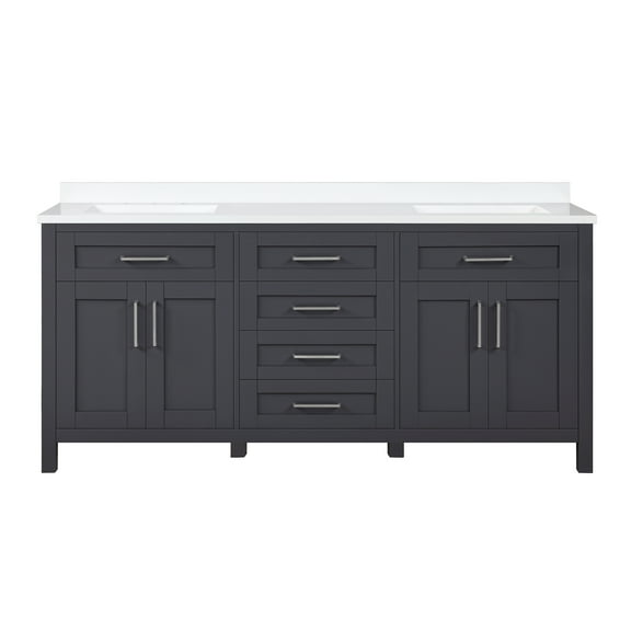 Ove Decors Tahoe 72 W x 21" D Freestanding Bathroom Vanity with Double Sink, Dark Charcoal