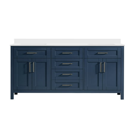 Ove Decors Tahoe 72 W x 21" D Freestanding Bathroom Vanity with Double Sink, Midnight Blue
