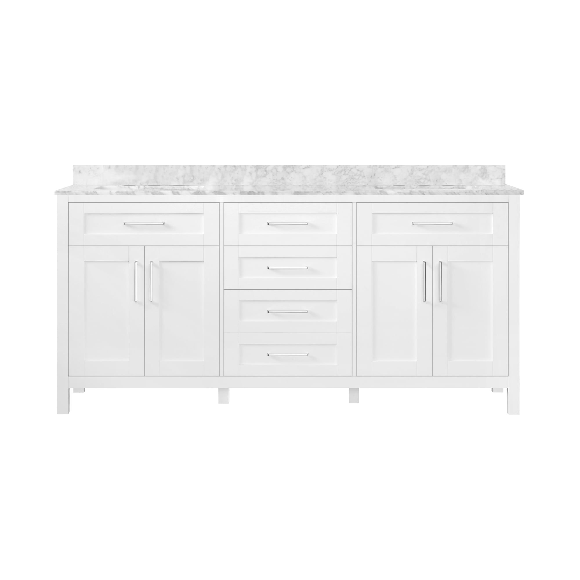 Tahoe 72" Pure White Double Sink Freestanding Vanity