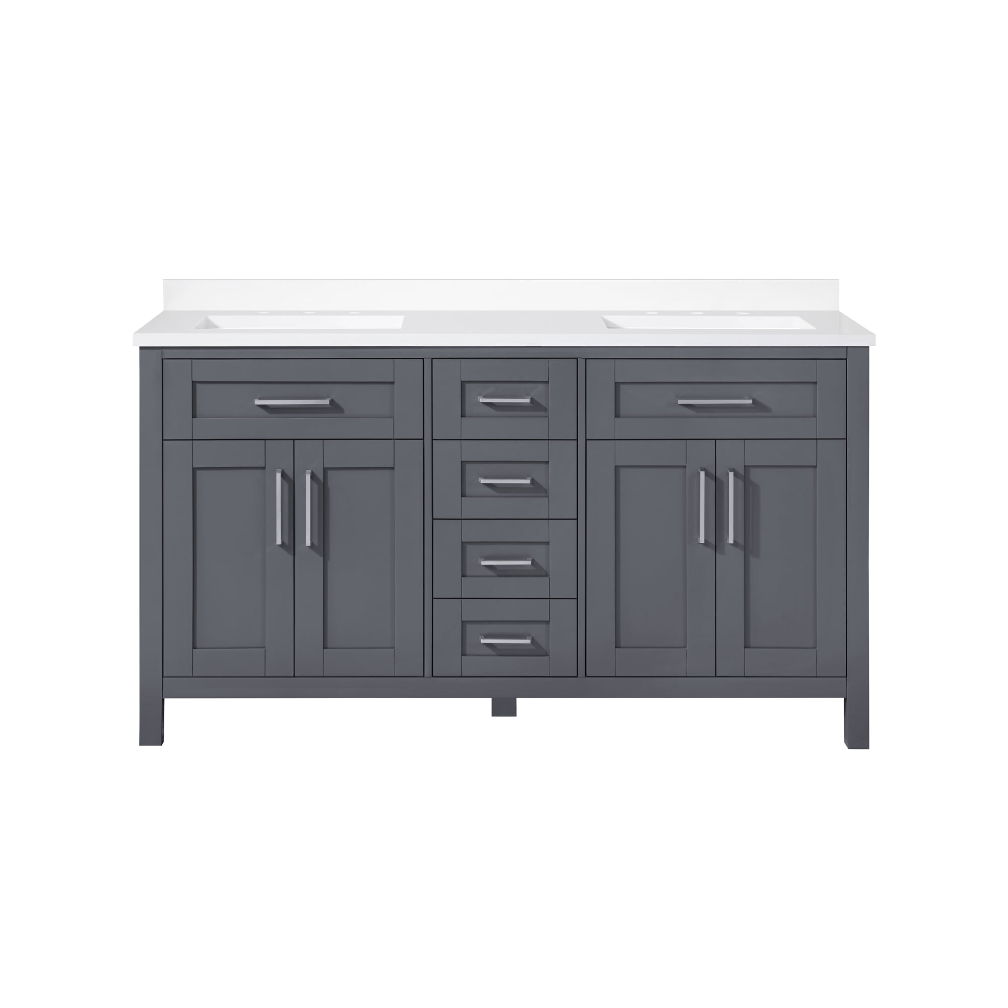 Ove Decors Tahoe II 60 W x 21" D Freestanding Bathroom Vanity with Double Sink, Dark Charcoal