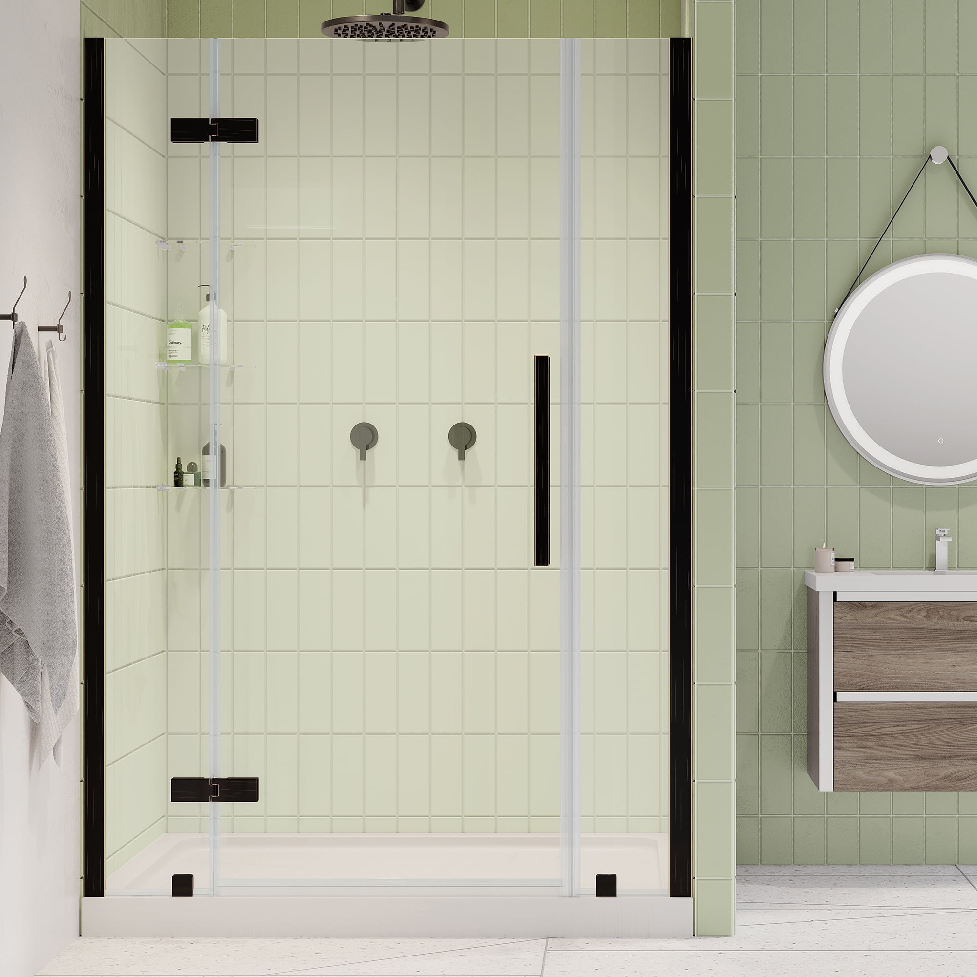 Tampa 48" Oil Rubbed Bronze Frameless Shower Kit with Shelves