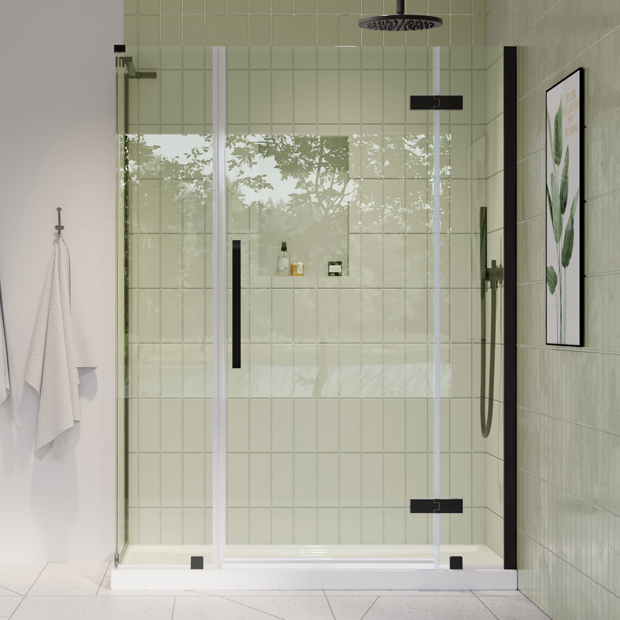 Tampa 48" Oil Rubbed Bronze Frameless Corner Shower Kit with Acrylic Base