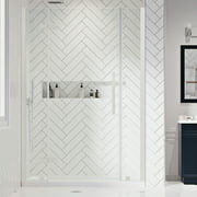 Ove Decors Tampa 54 in. L x 36 in. W x 72 in. H Alcove Shower Kit with Pivot Frameless Shower Door in Nickel and Shower Pan
