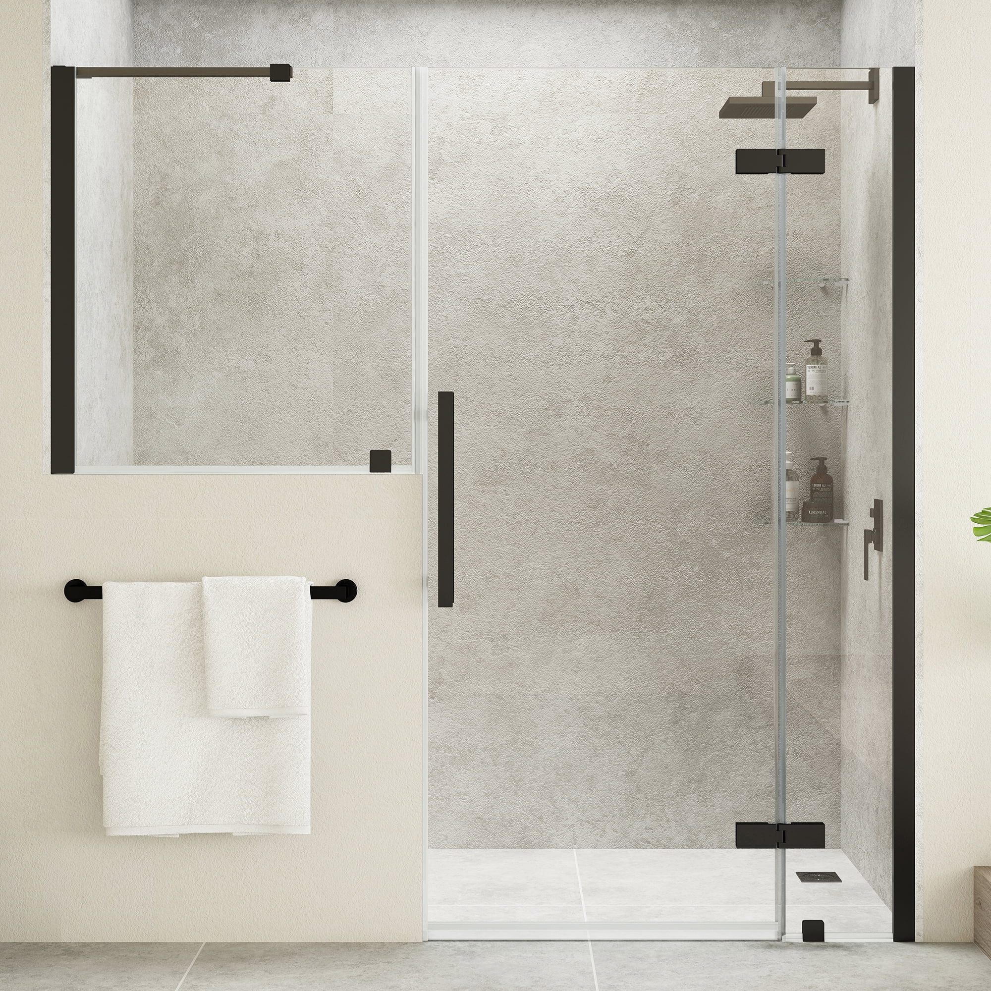 Ove Decors Tampa 62 1/8 in. W x in. H Alcove Frameless Hinge Shower