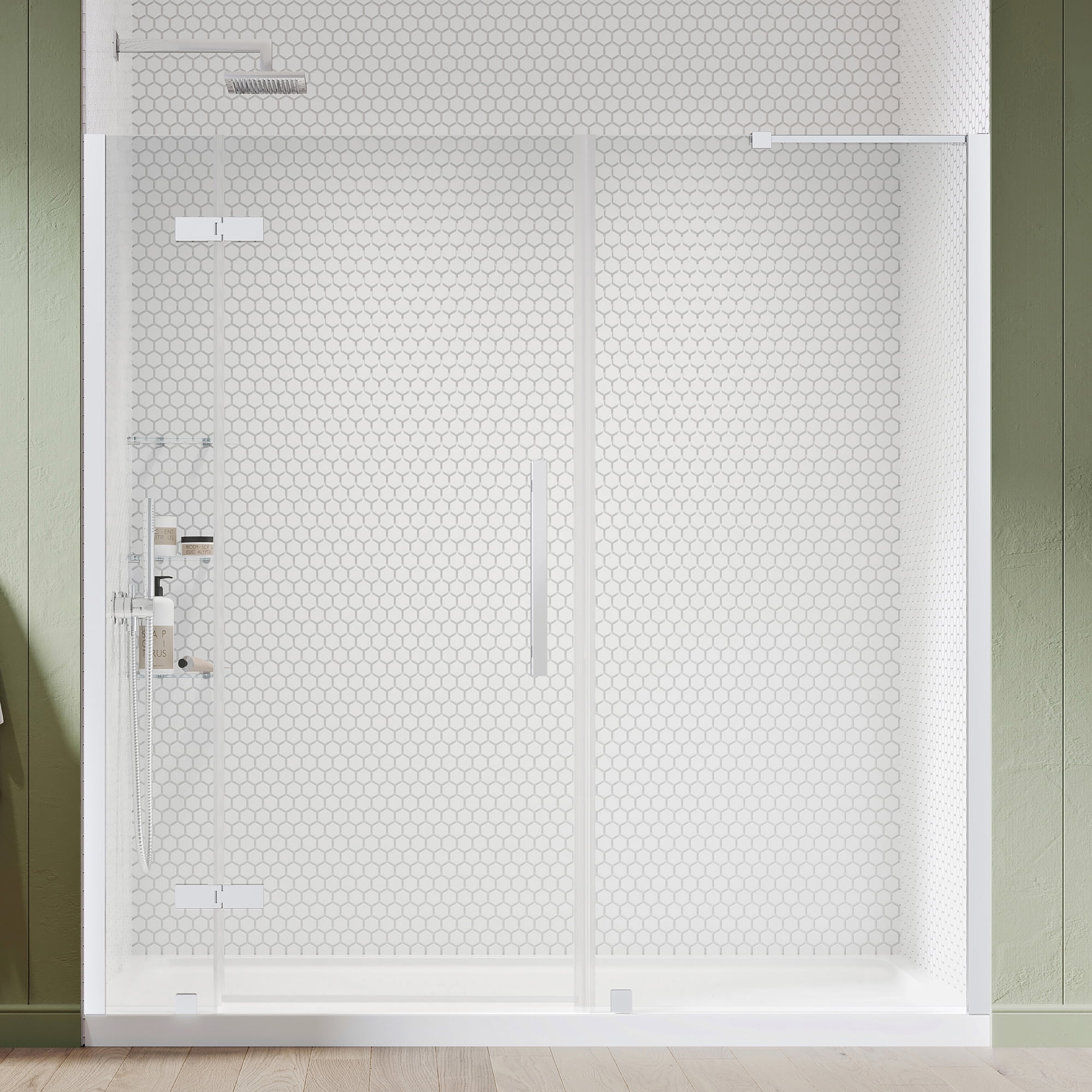 Tampa 72'' Frameless Chrome and Acrylic Shower Kit