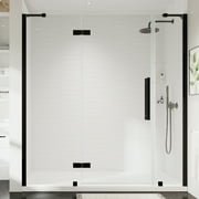 Ove Decors Tampa 72 in. L x 36 in. W x 72 in. H Alcove Shower Kit with Pivot Frameless Shower Door in Black and Shower Pan