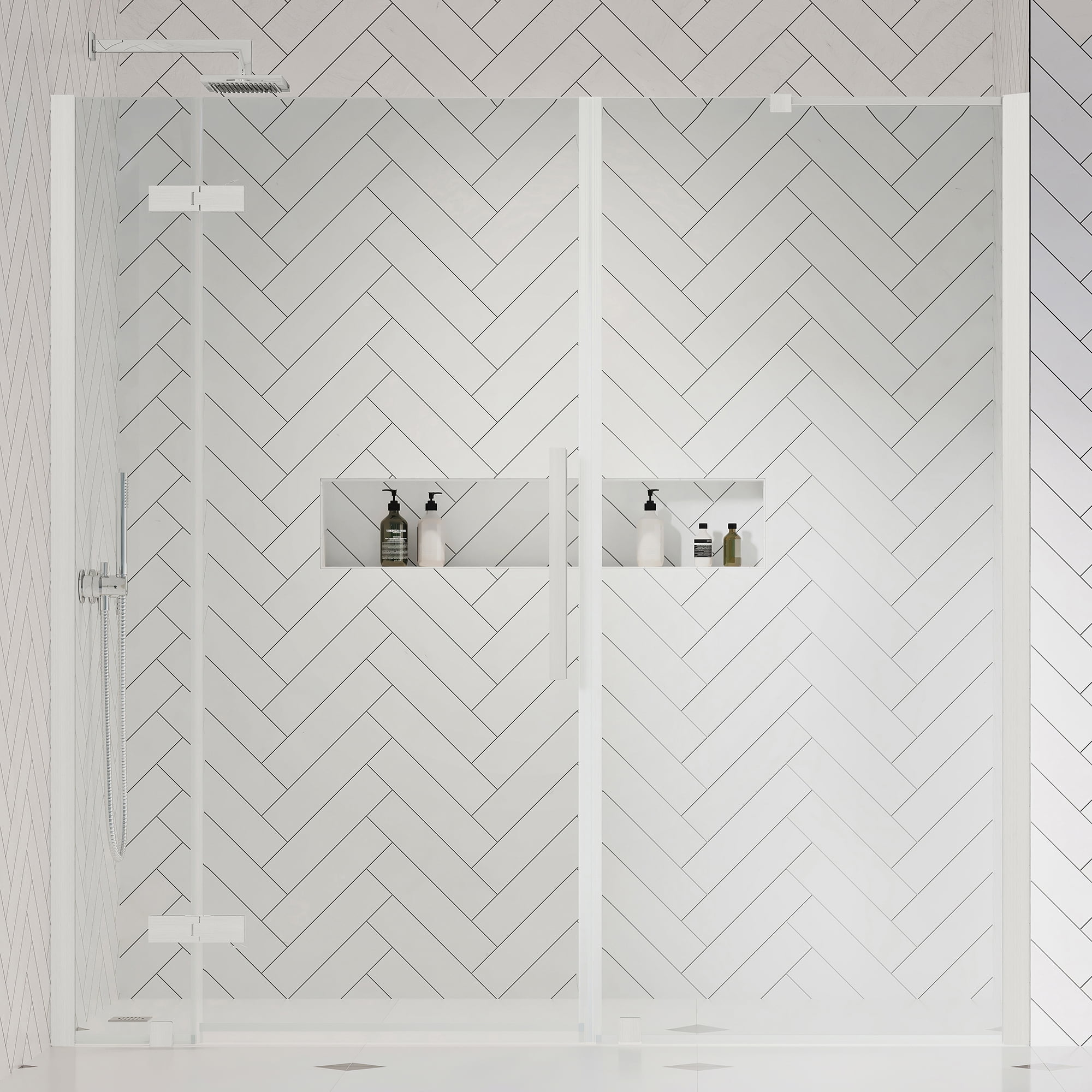 Tampa 73" Satin Nickel Frameless Glass Shower Kit