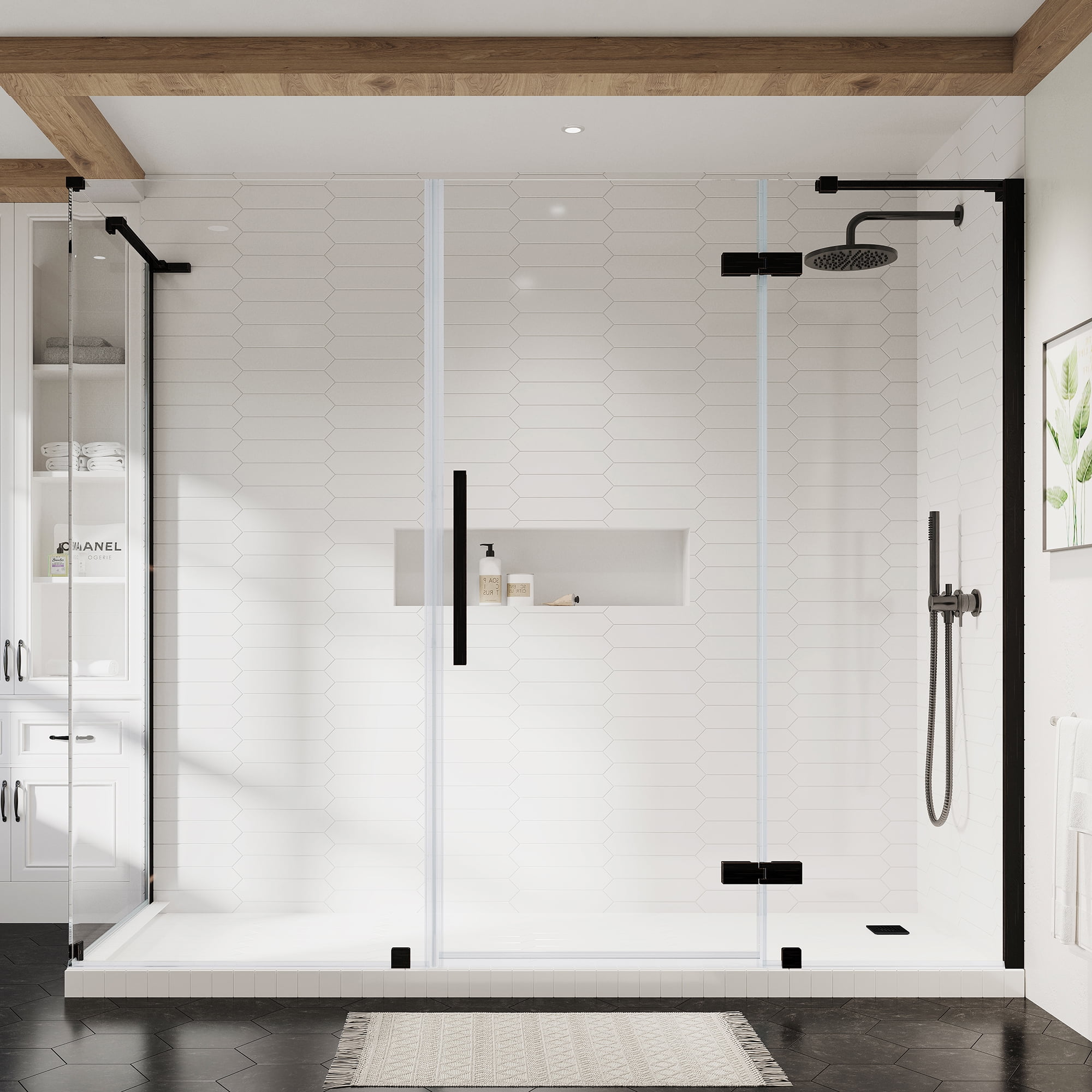 Endless 90" Oil Rubbed Bronze Frameless Corner Shower Kit