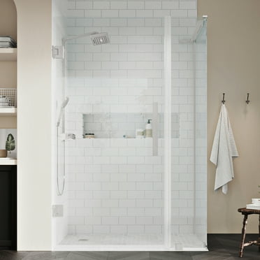 Ove Decors Tampa-Pro 33-13/16 in. W x 72 in. H Rectangular Corner Shower Enclosure with Pivot Frameless Shower Door in Nickel