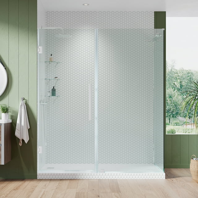 Ove Decors Tampa-Pro 55-1/8 in. W x 72 in. H Rectangular Corner Shower Enclosure with Pivot Frameless Shower Door in Chrome
