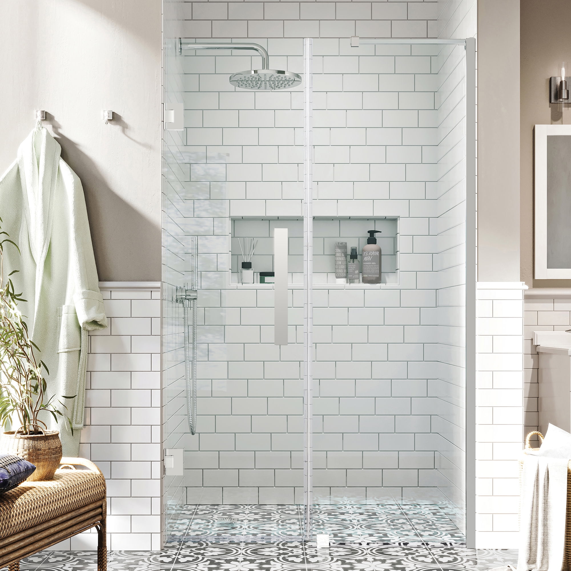 Tampa-Pro 56" x 72" Chrome Frameless Shower Door Kit