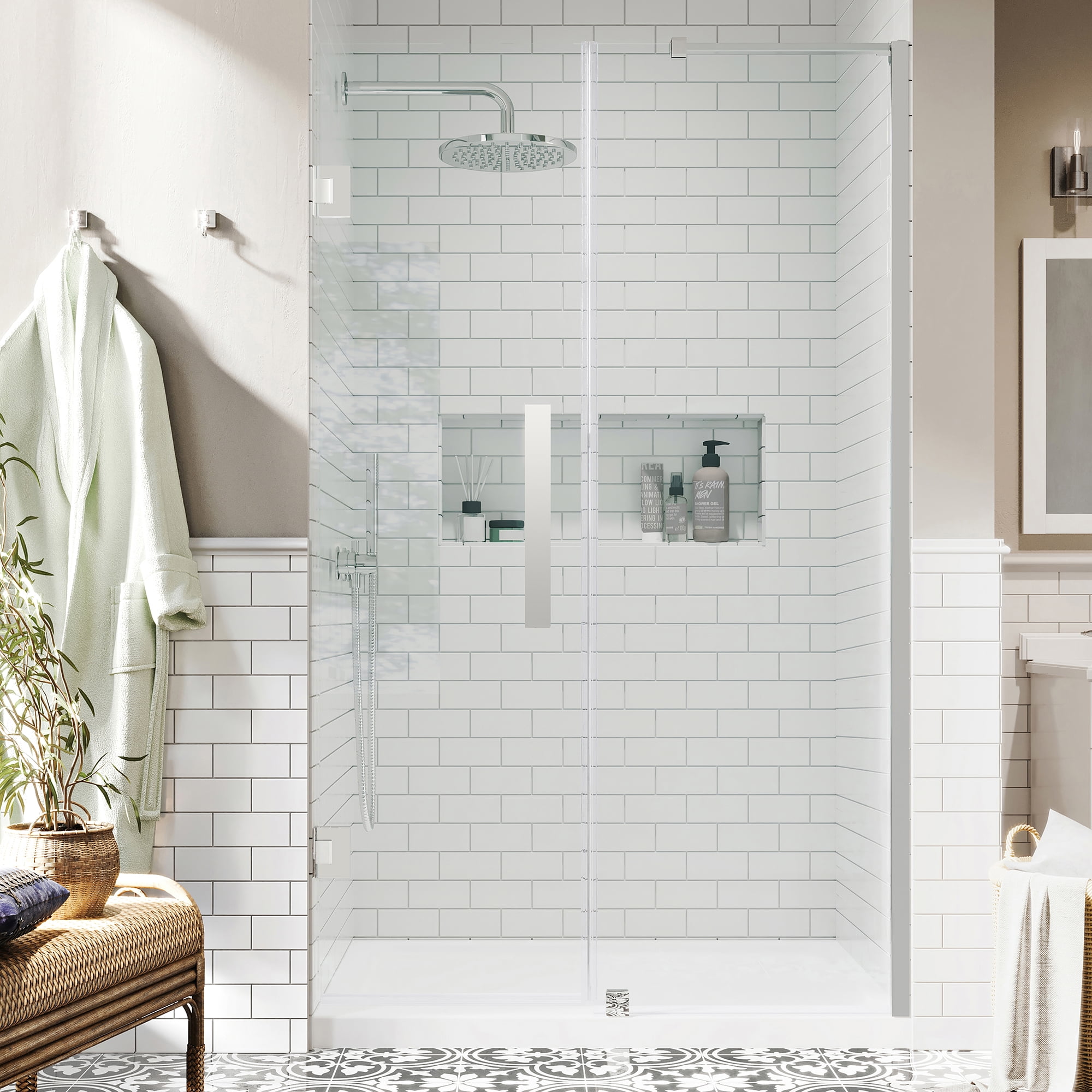 Endless Tampa-Pro 60'' Chrome Frameless Rectangle Shower Kit