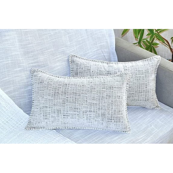 Oveesha 12" x 20" French Country White Trimmed Edge Decorative Pillow Case