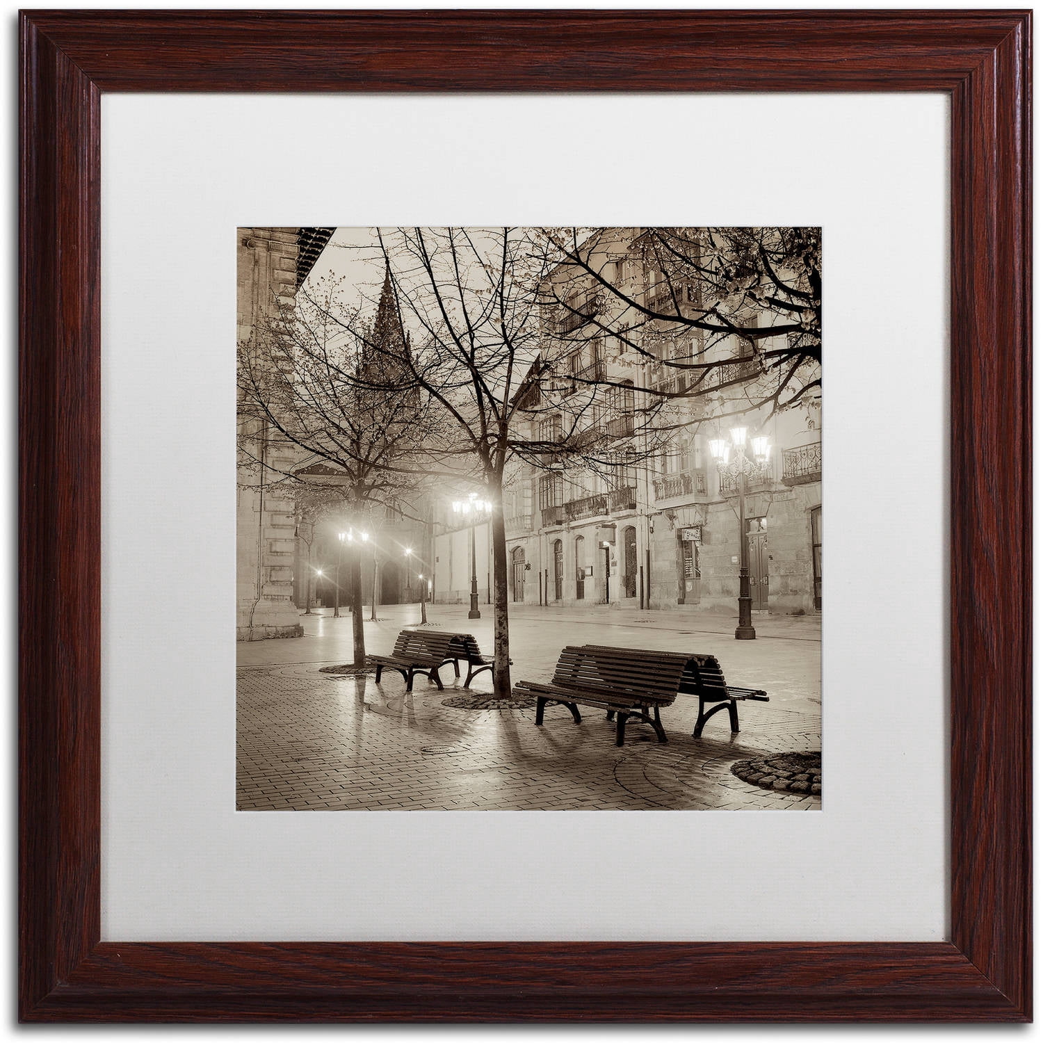 "Oveido Cathedral Bancs II" Canvas Art by Alan Blaustein, White Matte, Wood Frame