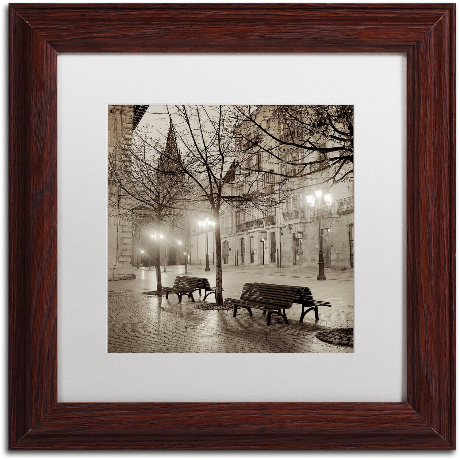 "Oveido Cathedral Bancs II" Canvas Art by Alan Blaustein, White Matte, Wood Frame
