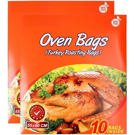 Oven Cooking Bags Large Size Turkey Roasting Baking Bag For Meats Ham Ribs Poultry Seafood, 21.6 x 23.6 Inch - 20 Bags (Pack of 2)