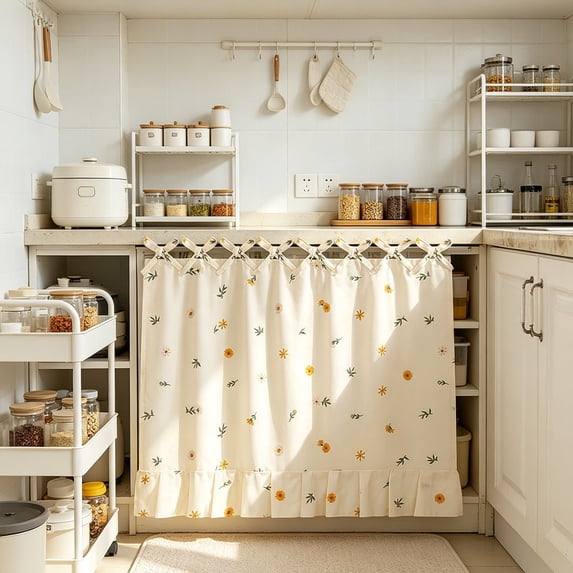 Oven Cover with Ruffled Hem and Adjustable Tie, Waterproof and Stain-Resistant for Kitchen Baking Grilling BBQ