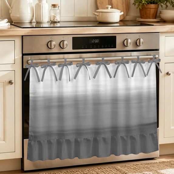 Oven Curtain for Kitchen, Gradient Black Gray Stripes Stove Curtain ...