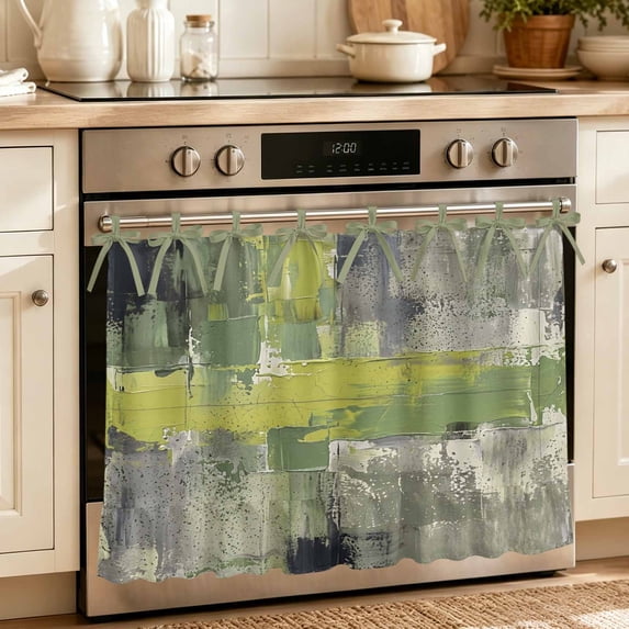 Oven Curtain for Kitchen, Modern Textured Impasto Stove Curtain With ...
