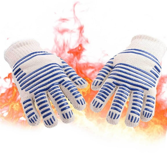 Oven Gloves, Heat Resistant 540 Degrees Grilling Gloves, Hot Surface Handler Non-Slip Silicone Oven Mitts with Fingers, BBQ Gloves for Cooking/Kitchen/Baking, Pack of 2