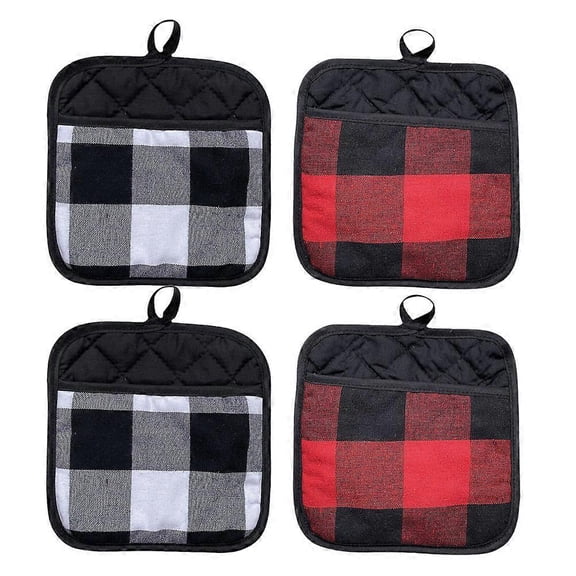 Oven Gloves Kitchen Heat Resistant Non Slip Mitts 4Pcs Square Cotton Baking Supply