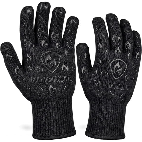 Oven Gloves with Fingers Extra Long Cuff 932  F Heat and Cut Resistant for BBQ Grill Cooking Baking Smoker Size X-Large Long Cuff Color Black