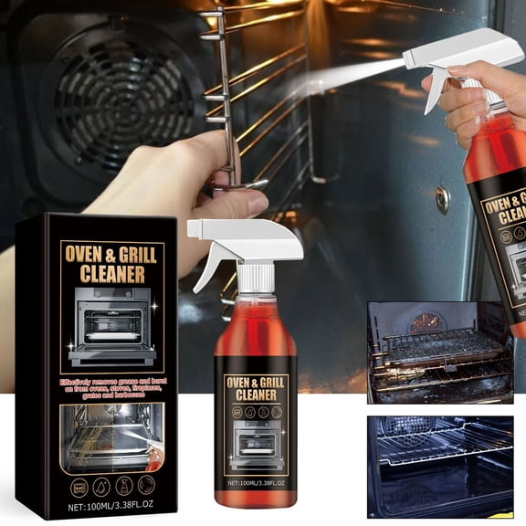 Oven Grill Cleaner, Heavy-Duty Oven and Rack Cleaning Agent, Multi-Surface Kitchen Cleaner for Baked-On Grease and Food Residue, Kitchen Spray Cleaner with Sponge for Easy Wipe, 100ml