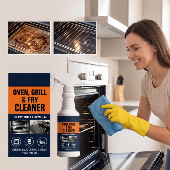 Oven And Grill Cleaner Spray, Heavy Duty Grease Carbon Remover Solution, Baked Oil Stain Cleaning Liquid, Kitchen Appliance BBQ Rack Deep Cleaning Maintenance Supply