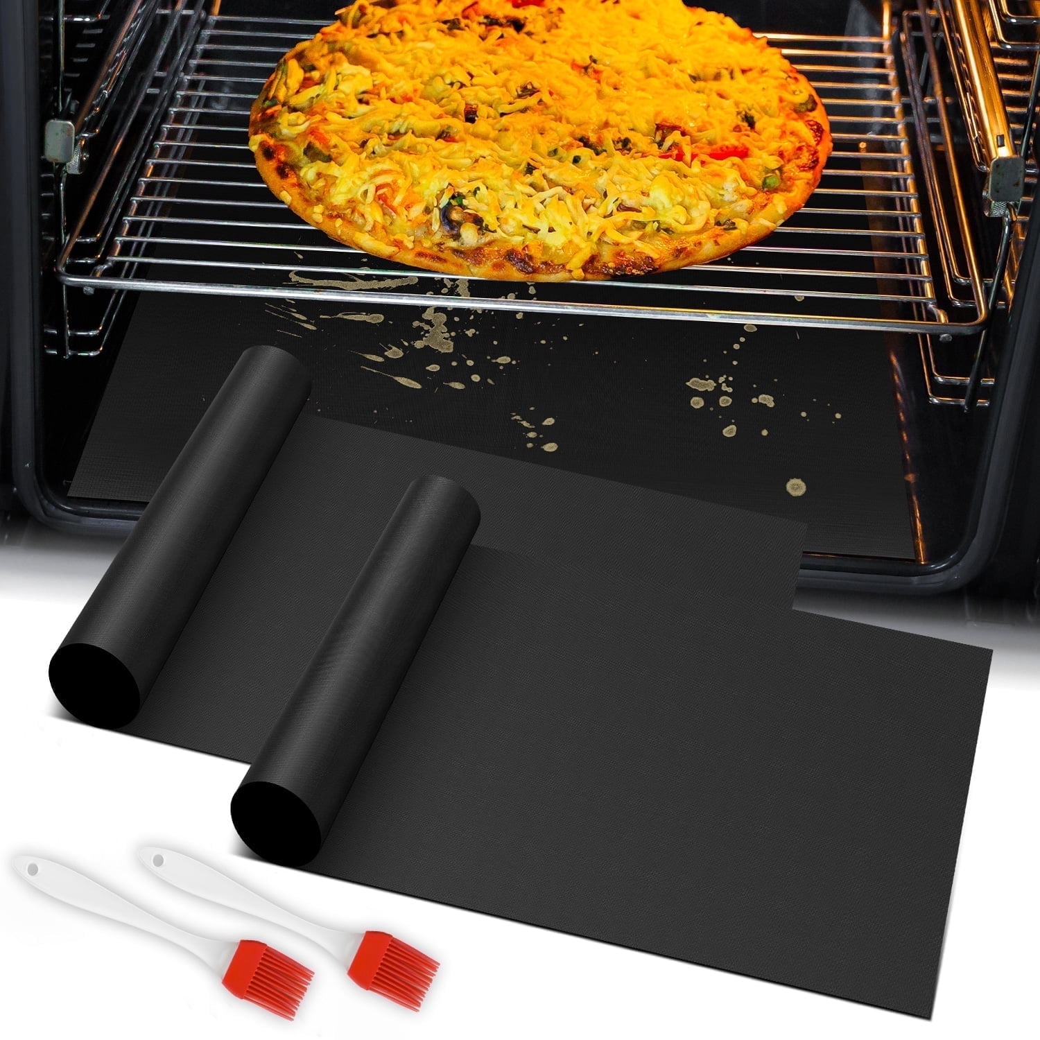 Goldeer Oven Liner for Bottom of Oven, 2 pack Heavy Duty Oven Liners for Electric Stove, Heat Resistant Stovetop Protector Grill Mat, Reusable Gas Toaster Microwave Oven Liner