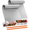 thumbnail image 1 of Oven Liners for Bottom of Oven Silver (2-pack) Bundled with Rack Shield (2-pack) - Large Mat for Bottom of Stove (17"x 25") and 14" Orange Range Guards for Racks - Reusable & Heat Resistant, 1 of 4