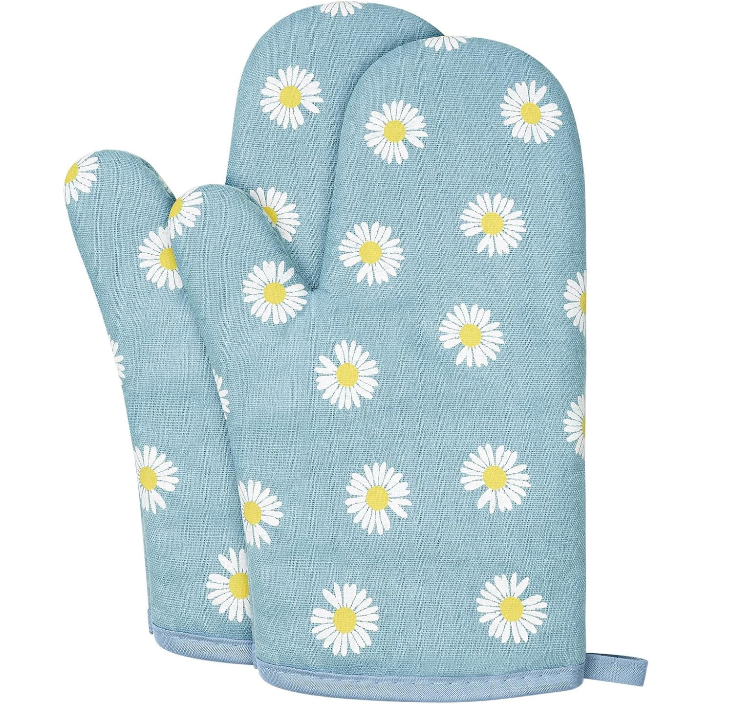 GoXteam Oven Mitts, 1 Pair of 10.24" X 5.12" Cotton Oven Mitt Pot Holders, Non-Slip Heat Resistant Oven Mits Kitchen Gloves Potholders for Cooking Baking Grilling (Blue) - Walmart.com