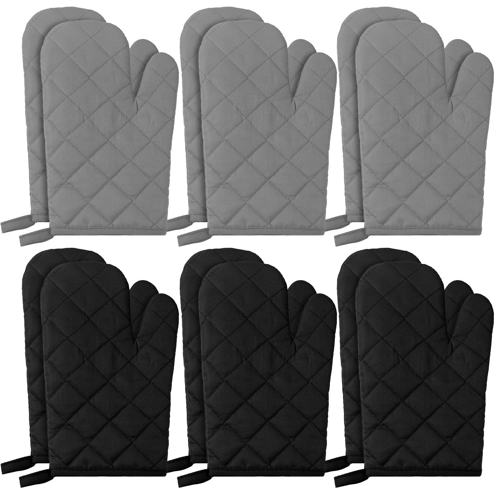 Oven Mitts 6 Pairs Heat Resistant Cotton Polyester Kitchen Gloves for Cooking Baking Grilling