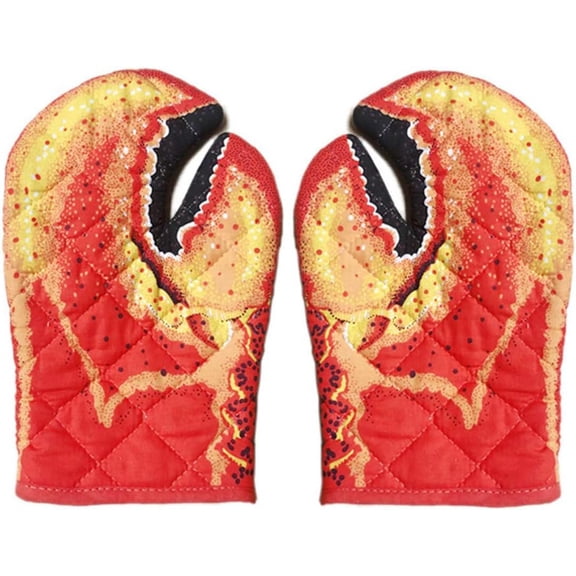Oven Mitts,Cute Claw Oven Gloves,Lobster Claw Design Oven Gloves,Heat Resistant & Quilted Design,Cotton Lining,Pot Holders for Cookie and Sheet Pizza Tray,Funny Oven Mitts(1 Pair,Red)