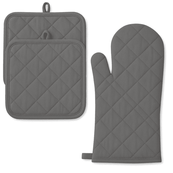 Oven Mitts For Kitchen - Oven Gloves & Pot holders - Gray - 3 pack
